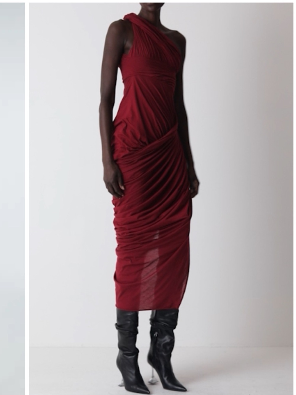 Rick Owens Lido Draped One Shoulder Jersey Gown - Picture 2 of 7